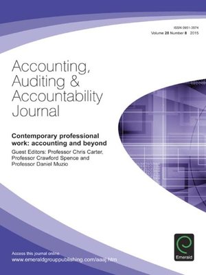 cover image of Accounting, Auditing & Accountability Journal, Volume 28, Number 8